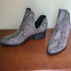 Volatile Charcoal Snakeskin Ankle Booties